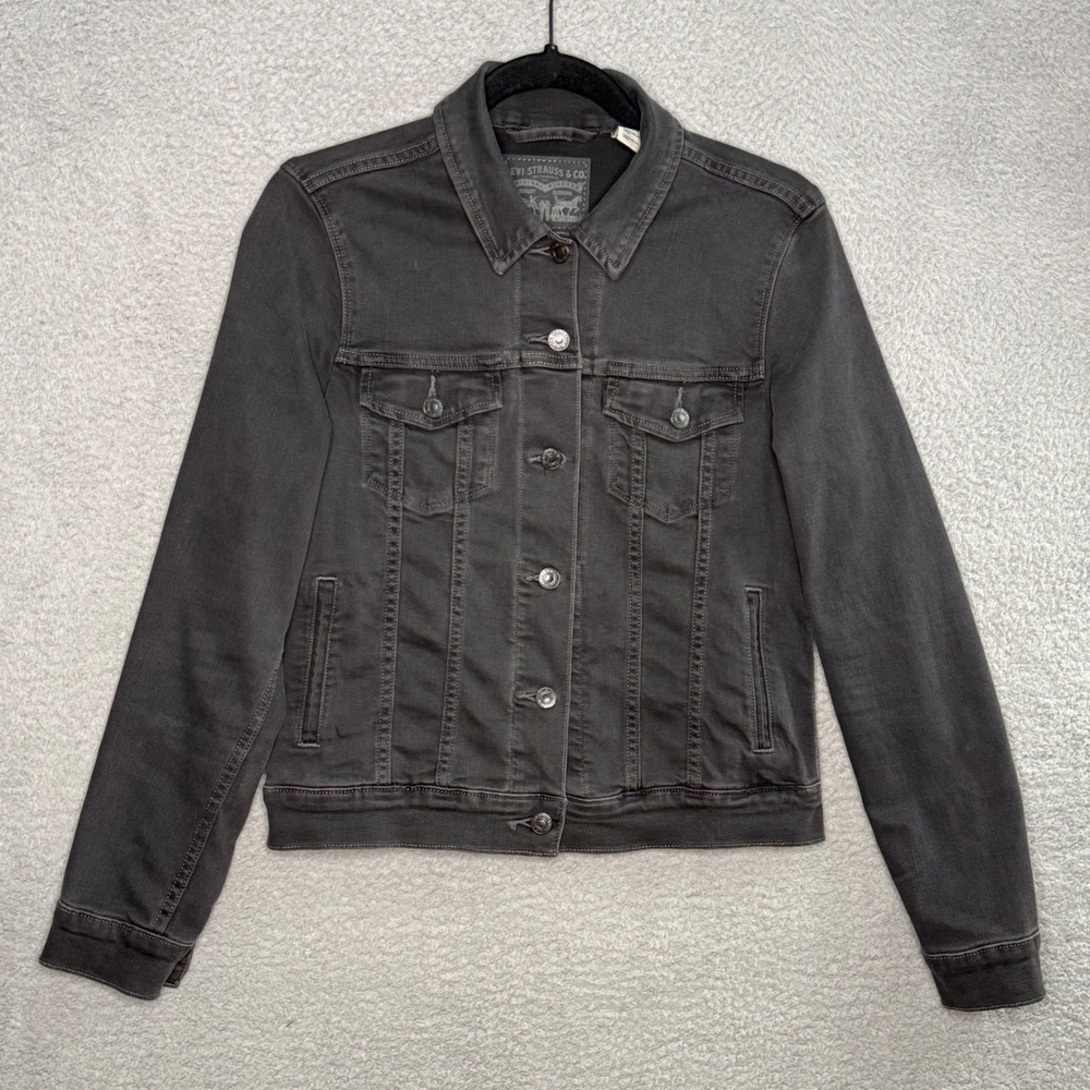 Levis Womens Washed Black Denim Trucker Jacket 70240-0086 Size M